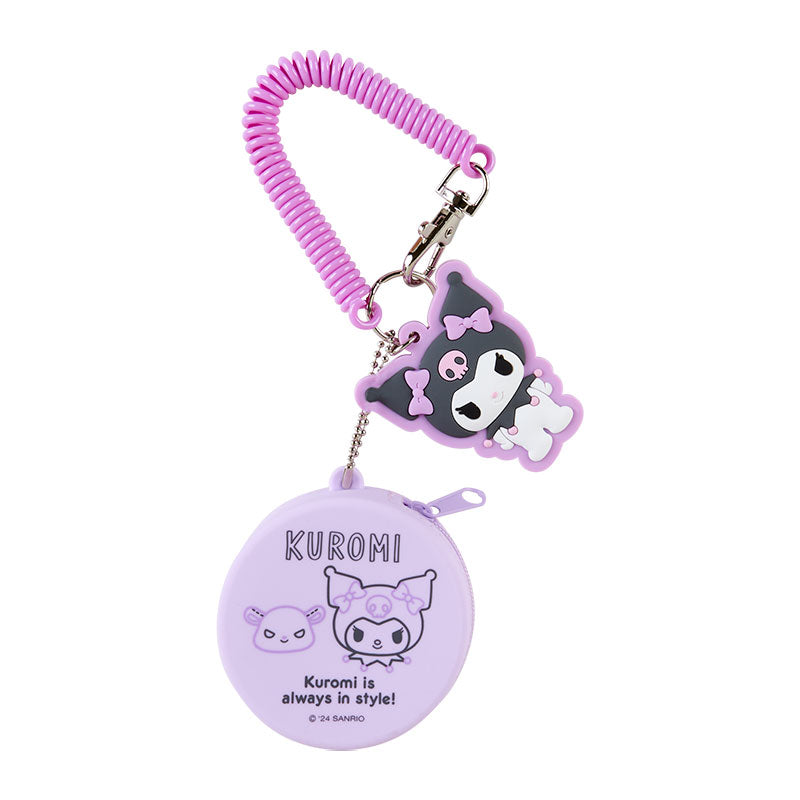 Sanrio | Mini Case Charm Keychain 日本三丽鸥 硅胶圆形零钱包/小药盒 挂件/钥匙链/线圈/珠链/登山扣 可拆卸 库洛米Kuromi