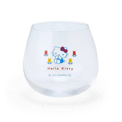【Made In Japan】Sanrio | Swaying Glass Tumbler Hello Kitty Φ85×H90Mm 日本三丽鸥 凯蒂猫与花朵 玻璃杯/摇摇杯/不倒翁杯