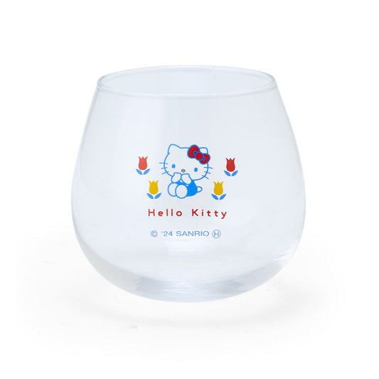 【Made In Japan】Sanrio | Swaying Glass Tumbler Hello Kitty Φ85×H90Mm 日本三丽鸥 凯蒂猫与花朵 玻璃杯/摇摇杯/不倒翁杯