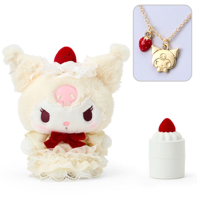 Sanrio | Kuromi Plush Toy W22×D10×H17Cm & Necklace 46Cm Gift Set (Shortcake)