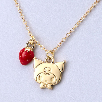 Sanrio | Kuromi Plush Toy W22×D10×H17Cm & Necklace 46Cm Gift Set (Shortcake)