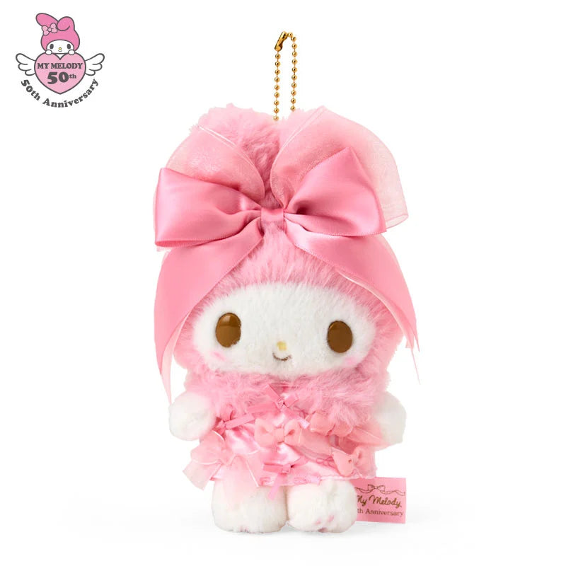 【Limit 1 / customer】SANRIO | Ribbon Princess My Melody Mascot Holder Plush Keychain 10.5×7×18.5cm (Birthday 50th