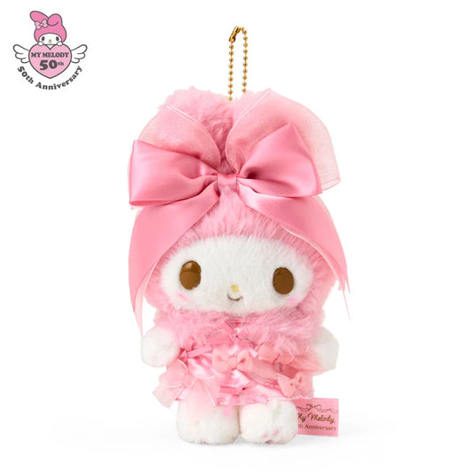 【Limit 1 / customer】SANRIO | Ribbon Princess My Melody Mascot Holder Plush Keychain 10.5×7×18.5cm (Birthday 50th
