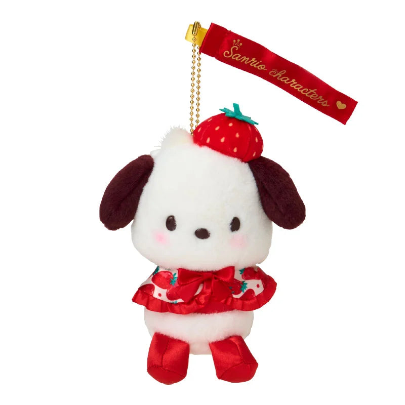 SANRIO | Pochacco Mascot Holder Plush Keychain W11×D7×H15.5cm (Strawberry News 50th Anniversary)