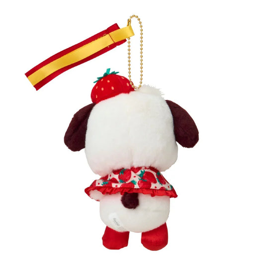 SANRIO | Pochacco Mascot Holder Plush Keychain W11×D7×H15.5cm (Strawberry News 50th Anniversary)