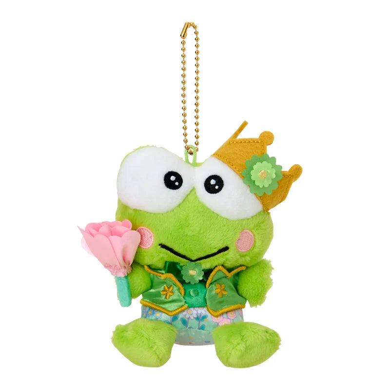 SANRIO | Keroppi Plush Keychain Mascot Holder Bag Charm W11 x H15 x D7.5 cm (Everyone Is The Star! Doki Doki Design)