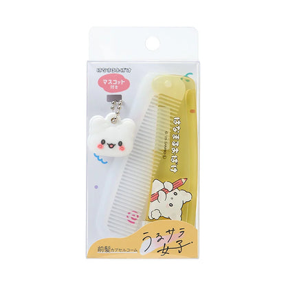 SANRIO | Hanamaruobake Folding Brush & Comb with Mascot 32 x 7 x 98mm (Happy)
