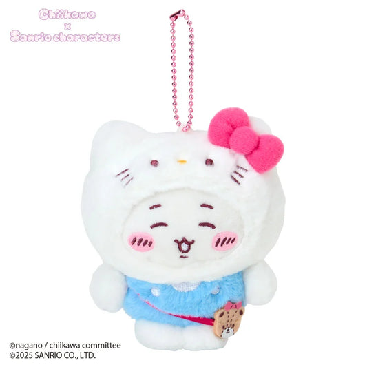 SANRIO x CHIIKAWA | Hello Kitty Chiikawa Mascot Holder Bag Charm Plush Keychain 10×6×12.5cm