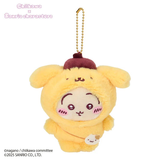 SANRIO x CHIIKAWA | Pompompurin Usagi Mascot Holder Bag Charm Plush Keychain 10×6×12.5cm