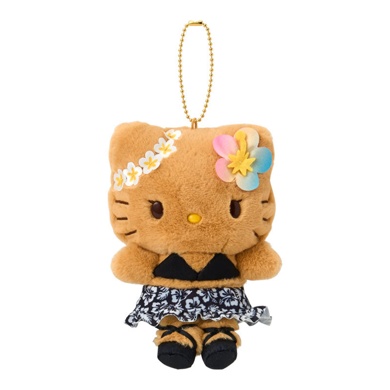 SANRIO | Hello Kitty Black Tanned Mascot Holder Plush Keychain Bag Charm 14×7×17cm (Endless Summer Vacation / Coconut