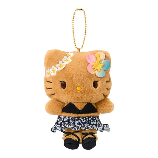 SANRIO | Hello Kitty Black Tanned Mascot Holder Plush Keychain Bag Charm 14×7×17cm (Endless Summer Vacation / Coconut