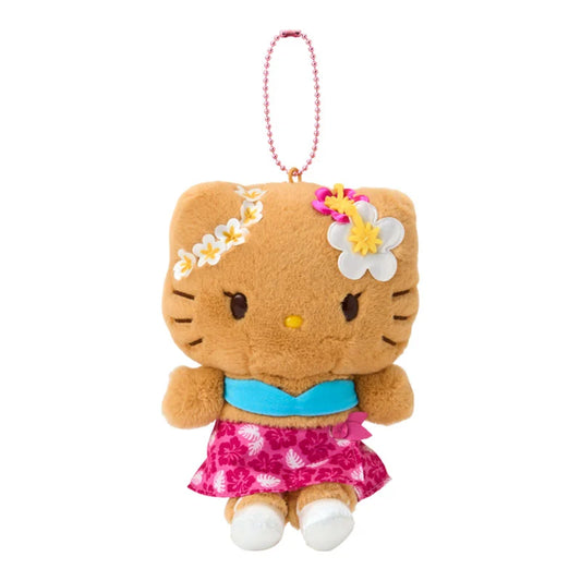 SANRIO | Hello Kitty Pink Tanned Mascot Holder Plush Keychain Bag Charm 14×7×17cm (Endless Summer Vacation / Coconut
