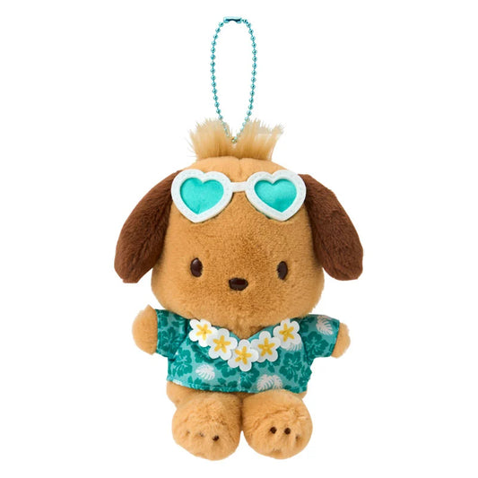 SANRIO | Pochacco Tanned Mascot Holder Plush Keychain Bag Charm 14×7×17cm (Endless Summer Vacation / Coconut Vacation
