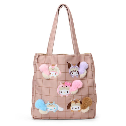 SANRIO | Embroidery Tote Bag 350×90×380mm (Fluffy Squirrel)