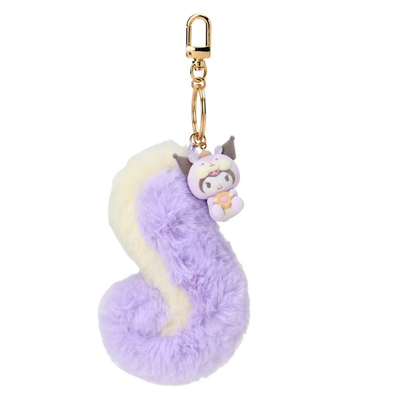 SANRIO | Kuromi Dangling Fluffy Tail Flocked Mascot Keychain 55×30×30mm (Fluffy Squirrel)