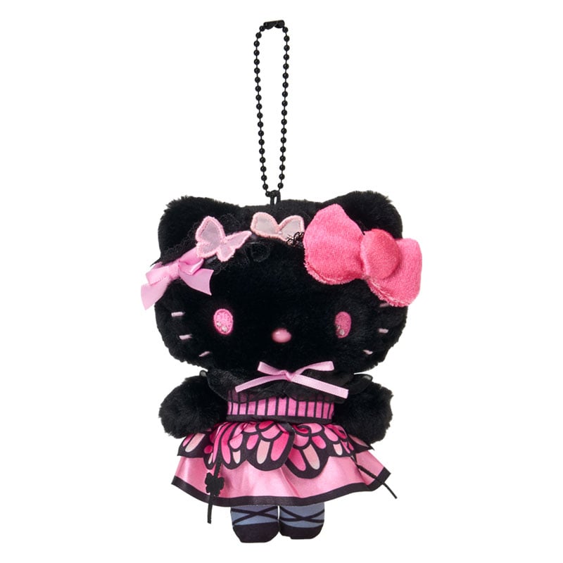 SANRIO | Hello Kitty Black Plush Keychain Bag Charm Mascot Holder 160×60×110mm (Butterfly)