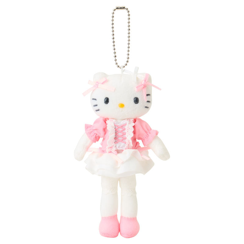 SANRIO | Hello Kitty Girly Style Lace-up Blouse Ribbon Frill Mascot Holder Bag Charm Plush Keychain 80×35×150mm (Sanrio