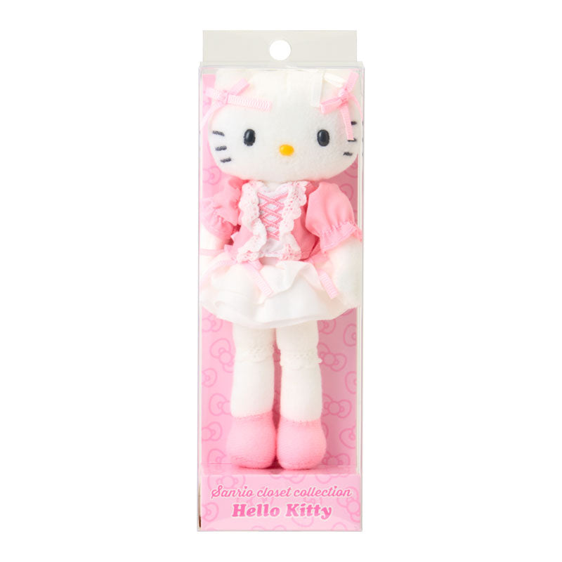 SANRIO | Hello Kitty Girly Style Lace-up Blouse Ribbon Frill Mascot Holder Bag Charm Plush Keychain 80×35×150mm (Sanrio