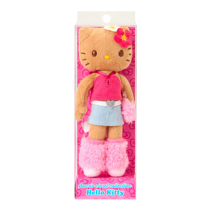 SANRIO | Hello Kitty Gal Style Y2K Hibiscus Tan Mascot Holder Bag Charm Plush Keychain 80×35×150mm (Sanrio Closet