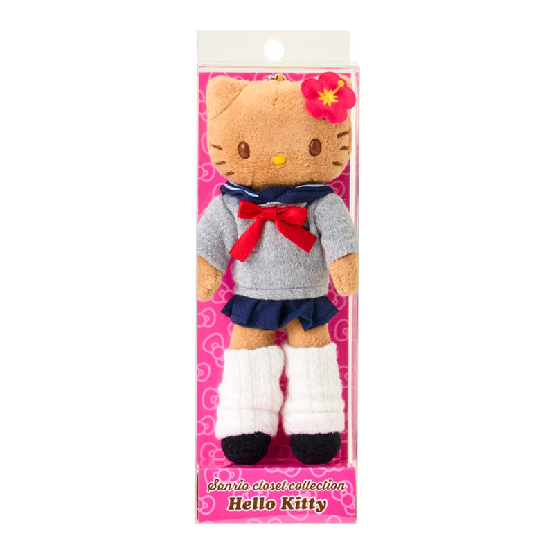 SANRIO | Hello Kitty Kogal Gogo Gal Style Uniform Tan Mascot Holder Bag Charm Plush Keychain 80×35×150mm (Sanrio Closet
