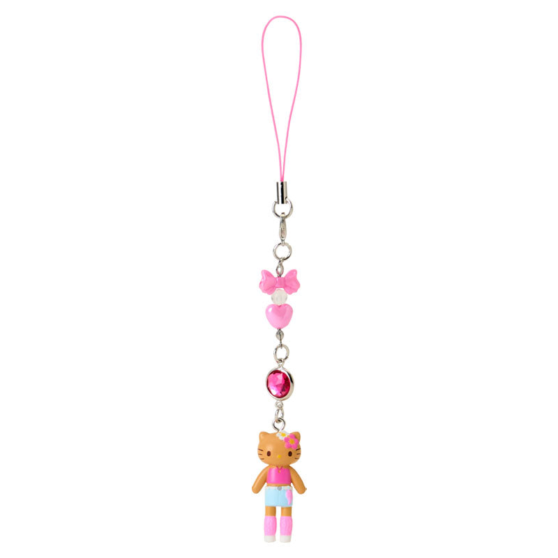 SANRIO | Hello Kitty Gal Style Y2K Hibiscus Tan Strap Phone Charm 26×12×40mm (Sanrio Closet Collection)