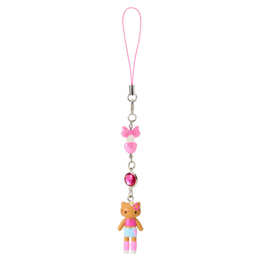 SANRIO | Hello Kitty Gal Style Y2K Hibiscus Tan Strap Phone Charm 26×12×40mm (Sanrio Closet Collection)