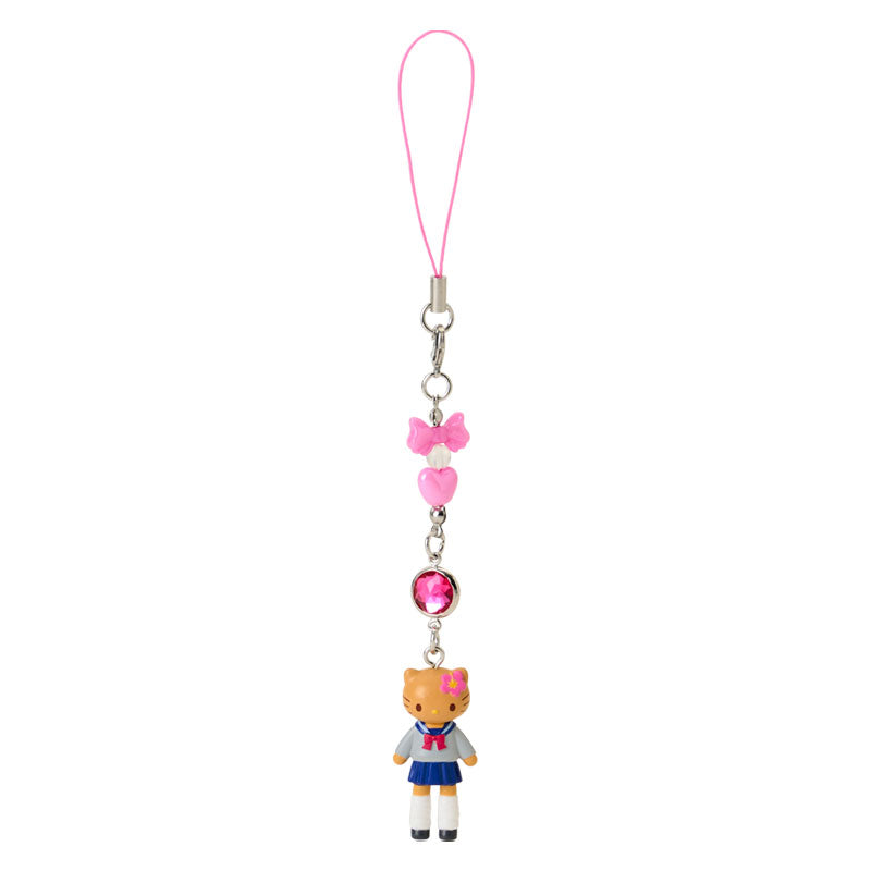 SANRIO | Hello Kitty Kogal Gogo Gal Style Uniform Tan Strap Phone Charm 26×12×40mm (Sanrio Closet Collection)