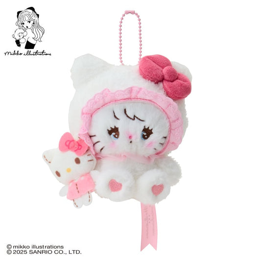 SANRIO x mikko illustrations | Hello Kitty Mascot Holder Bag Charm Plush Keychain 180×40×130mm