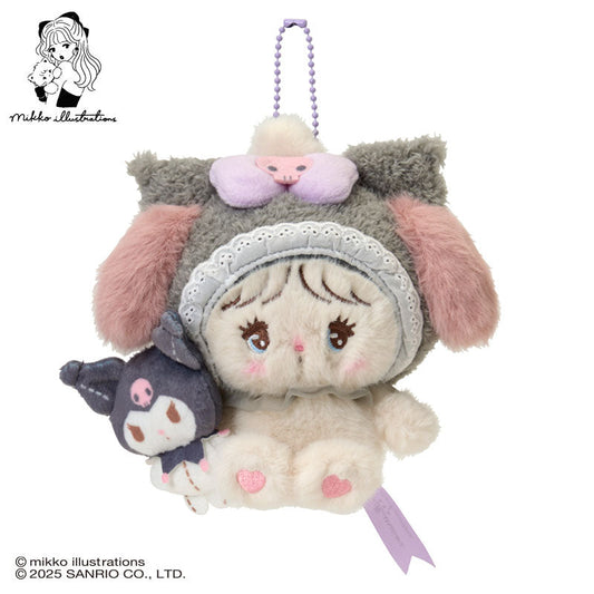SANRIO x mikko illustrations | Kuromi Mascot Holder Bag Charm Plush Keychain 180×40×130mm