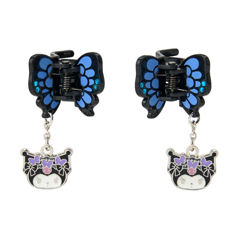 SANRIO | Kuromi Mini Hair Clip Set with Swaying Charm 30×25×25mm (Butterfly)