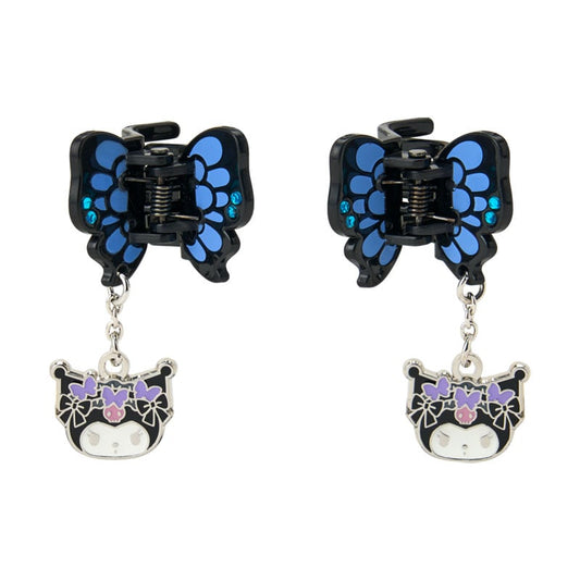SANRIO | Kuromi Mini Hair Clip Set with Swaying Charm 30×25×25mm (Butterfly)