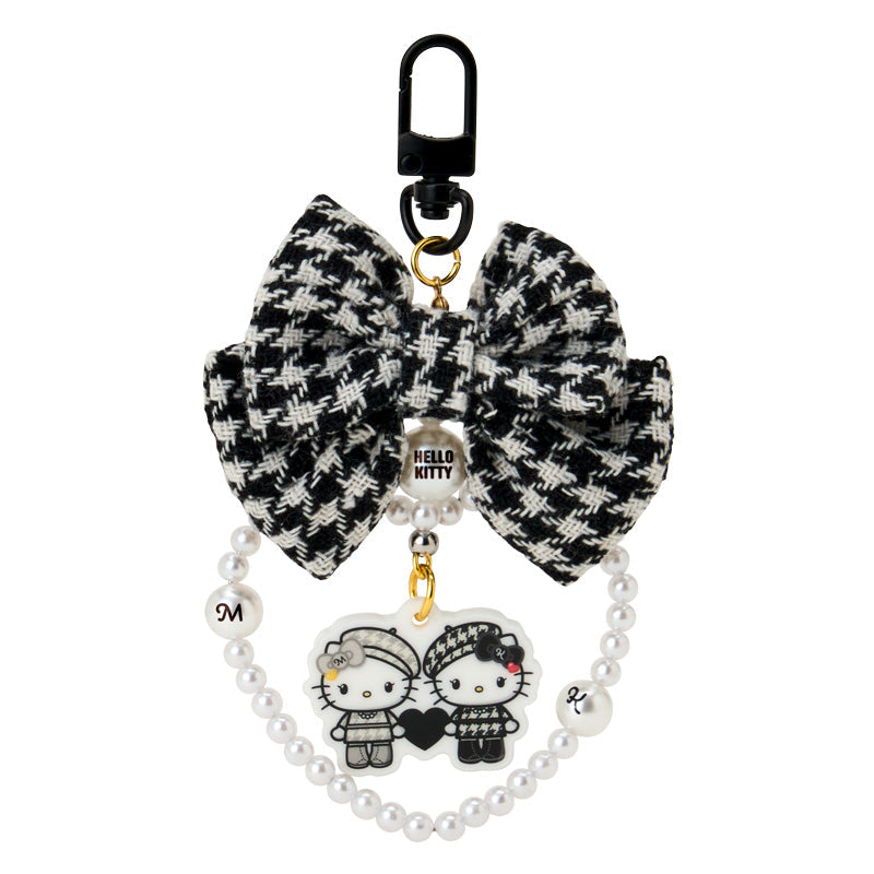 SANRIO | Hello Kitty Swaying Ribbon Charm Keychain70×10×55mm (Monochrome Girly Twin Coordinate)
