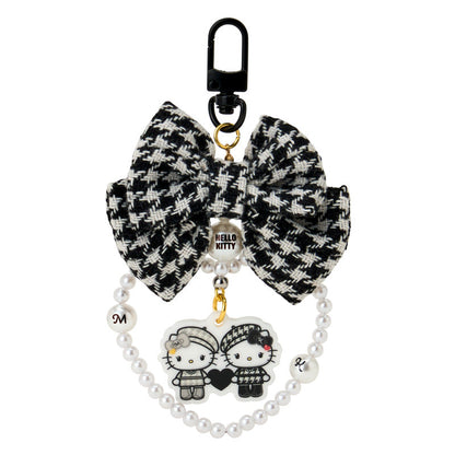 SANRIO | Hello Kitty Swaying Ribbon Charm Keychain70×10×55mm (Monochrome Girly Twin Coordinate)