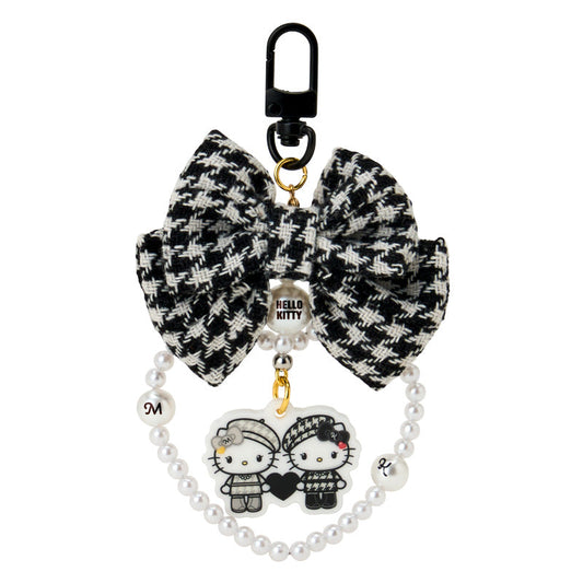 SANRIO | Hello Kitty Swaying Ribbon Charm Keychain70×10×55mm (Monochrome Girly Twin Coordinate)