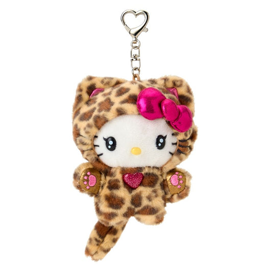 SANRIO | Hello Kitty Brown Mascot Holder Plush Keychain Bag Charm 90×50×120mm (Leopard Gal Cat)