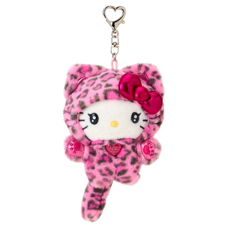 SANRIO | Hello Kitty Pink Mascot Holder Plush Keychain Bag Charm 90×50×120mm (Leopard Gal Cat)