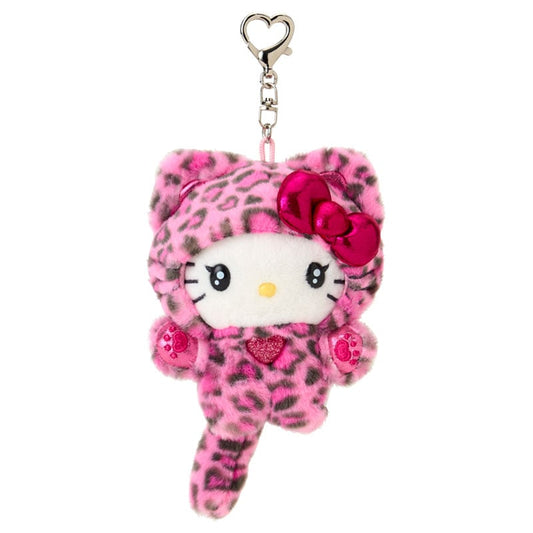 SANRIO | Hello Kitty Pink Mascot Holder Plush Keychain Bag Charm 90×50×120mm (Leopard Gal Cat)