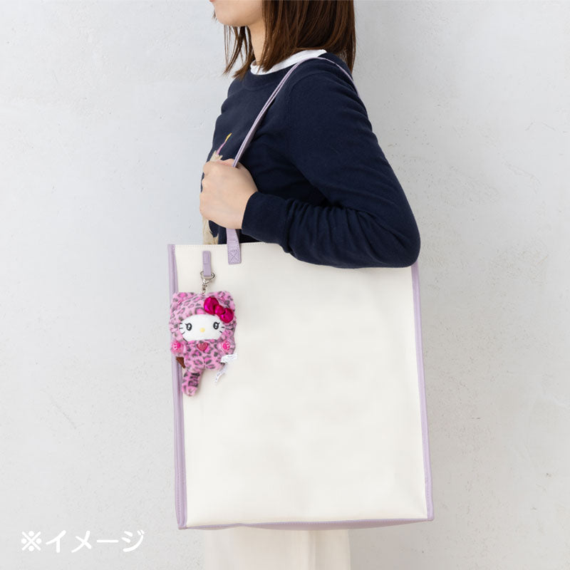 SANRIO | Hello Kitty Pink Mascot Holder Plush Keychain Bag Charm 90×50×120mm (Leopard Gal Cat)