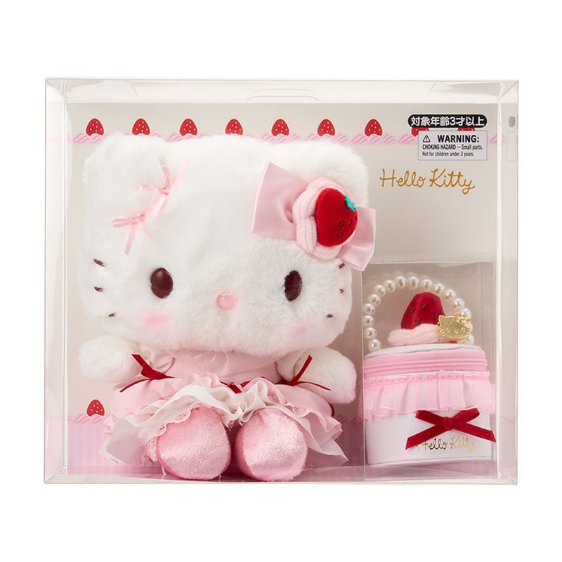 SANRIO | Hello Kitty Plush Toy & Accessory Case Set 235×120×200mm (Strawberry Shortcake)