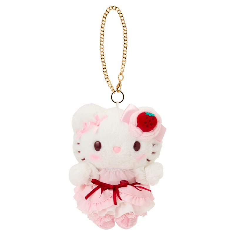 SANRIO | Hello Kitty Mascot Holder Bag Charm Plush Keychain 100×75×135mm (Strawberry Shortcake)