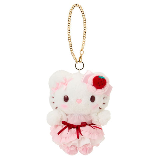 SANRIO | Hello Kitty Mascot Holder Bag Charm Plush Keychain 100×75×135mm (Strawberry Shortcake)