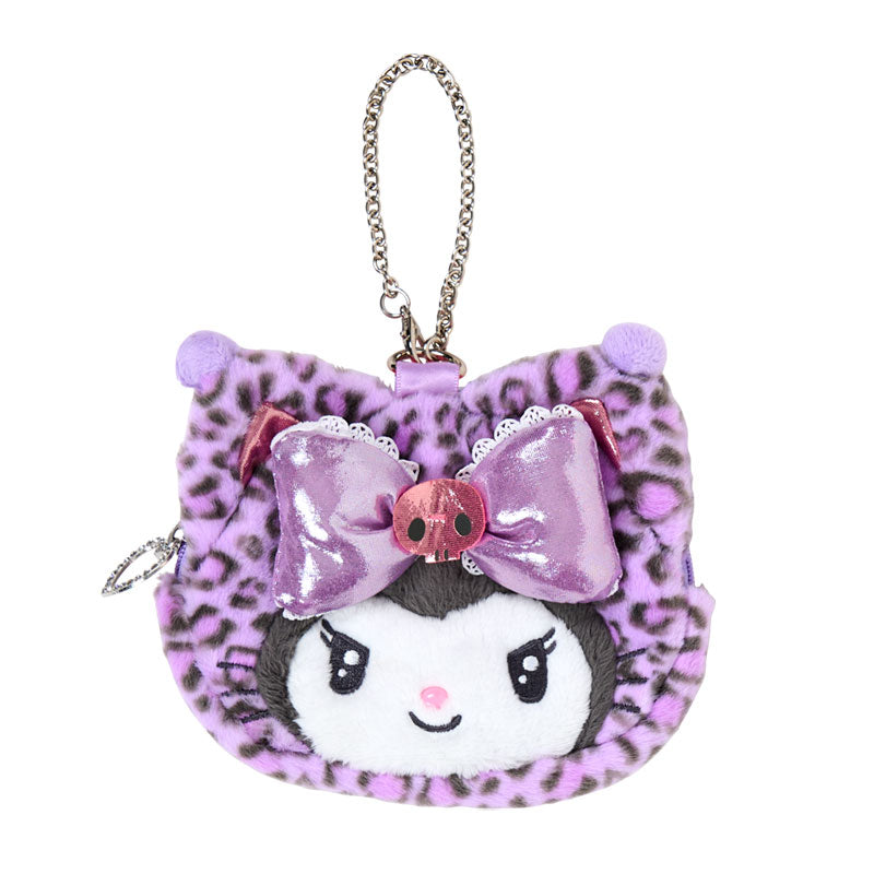 SANRIO | Kuromi Face-shaped Pouch Bag Charm 130×20×110mm (Leopard Gal Cat)