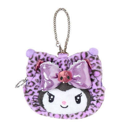 SANRIO | Kuromi Face-shaped Pouch Bag Charm 130×20×110mm (Leopard Gal Cat)
