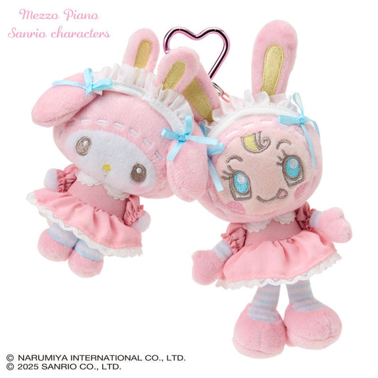 Sanrio × Mezzo Piano | My Melody & Berrie Mascot Holder Bag Charm Plush Keychain (Pink)