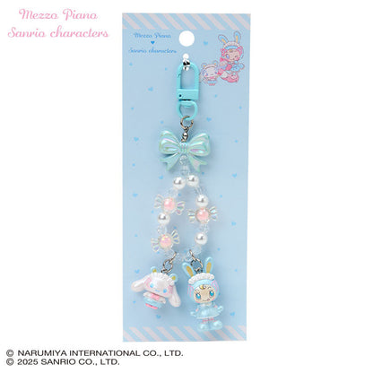 Sanrio × Mezzo Piano | Cinnamoroll Phone Holder Keychain with Key Ring Charm 20×15×40mm (Blue)
