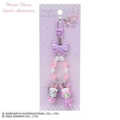 Sanrio × Mezzo Piano | Kuromi Phone Holder Keychain with Key Ring Charm 20×15×40mm (Purple)