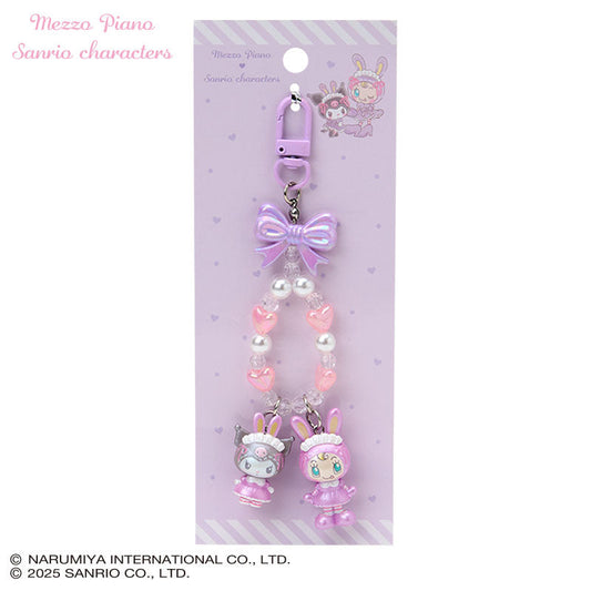 Sanrio × Mezzo Piano | Kuromi Phone Holder Keychain with Key Ring Charm 20×15×40mm (Purple)