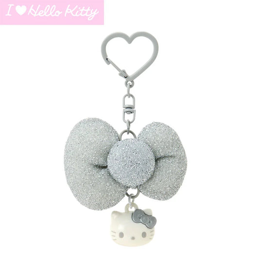 SANRIO | Hello Kitty Silver Swaying Ribbon Charm Keychain 65×30×45mm (I Love Hello Kitty)