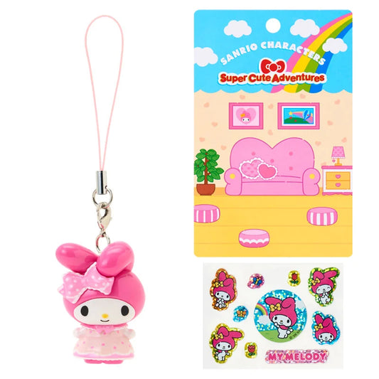 SANRIO | My Melody Strap And Sticker Set 106x90x37mm (Super Cute Adventures My Dream Smartphone)