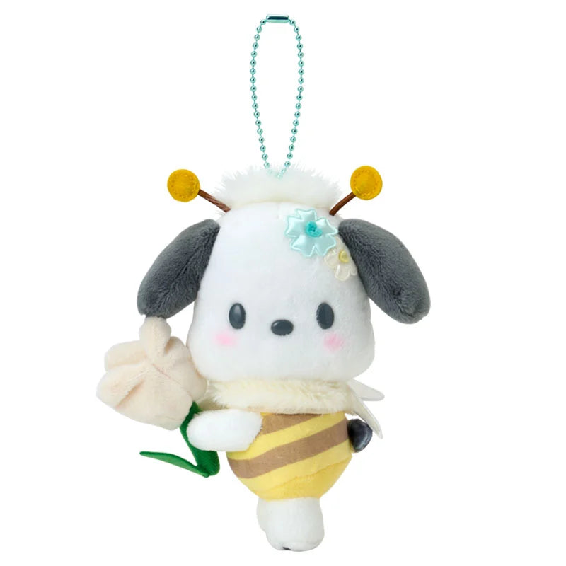SANRIO | Pochacco Mascot Holder Bag Charm Plush Keychain 130×60×150mm (Flower Loving Little Bee)